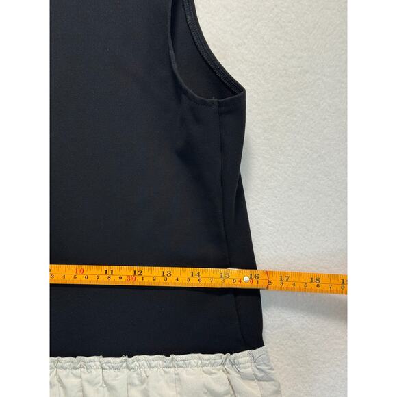 Plan C x RTR Knit Poplin Two Tone Pleated Midi Dress Sleeveless Black Beige Sz 8 - Picture 8 of 12